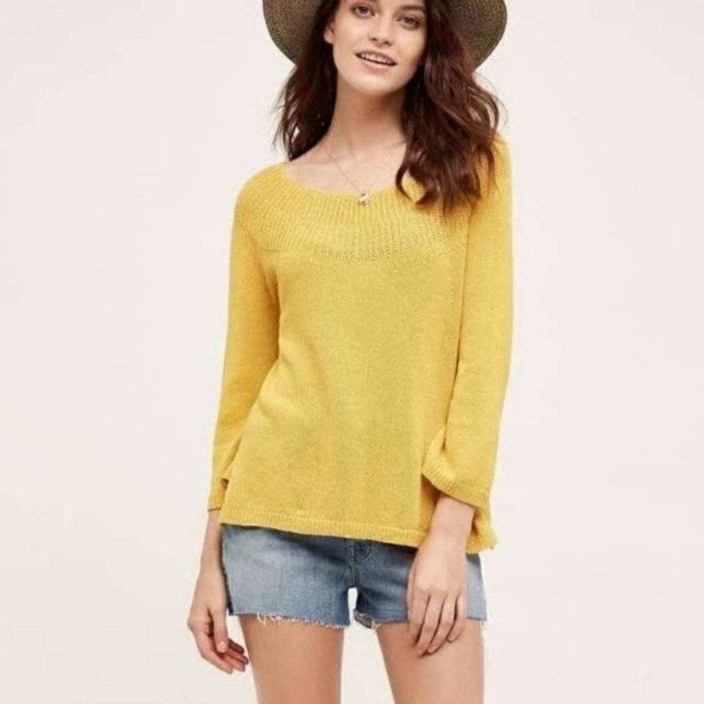 Anthropologie Moth Mila Pullover Knit Sweater Top Med Merigold
